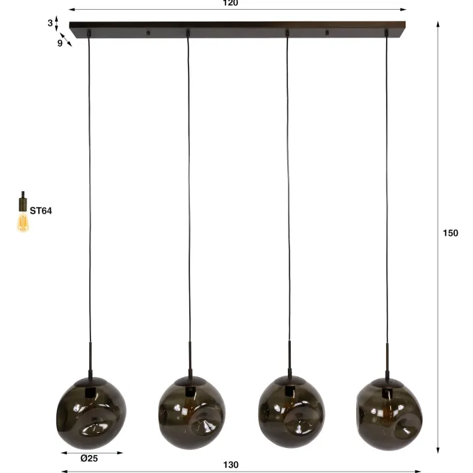 WoonStijl Hanglamp 4L stellar Sienna bruin