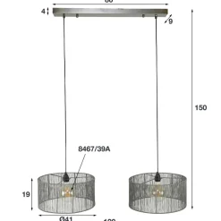 WoonStijl Hanglamp 2L stringshade metal