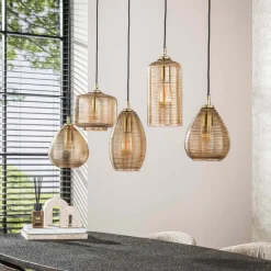 WoonStijl Hanglamp 5L Stripe glas horizontaal