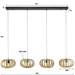 WoonStijl Hanglamp 4L stripes