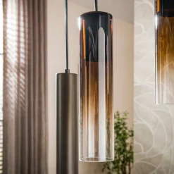 WoonStijl Hanglamp Lungo 5+4-lichts Sienna bruin