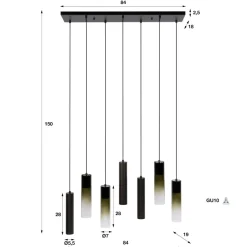 WoonStijl Hanglamp Lungo 4+3-lichts Sienna bruin