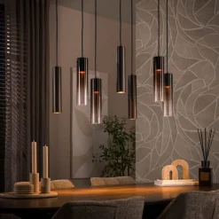 WoonStijl Hanglamp Lungo 4+3-lichts Sienna bruin