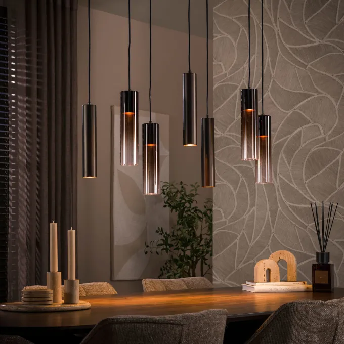 WoonStijl Hanglamp Lungo 4+3-lichts Sienna bruin