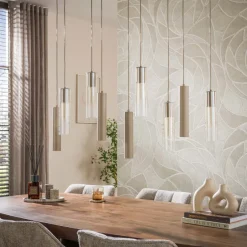 WoonStijl Hanglamp Lungo 5+4-lichts beige