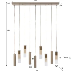 WoonStijl Hanglamp Lungo 5+4-lichts beige