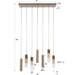 WoonStijl Hanglamp Lungo 4+3-lichts Beige