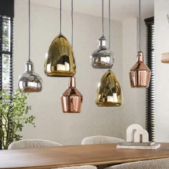 WoonStijl Hanglamp 3+3 mix glass tricolore