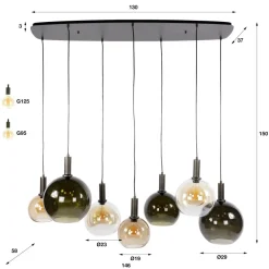 WoonStijl Hanglamp Moka 4+3-lichts Multi bruin