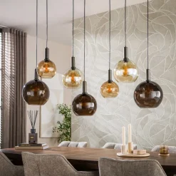 WoonStijl Hanglamp Moka 4+3-lichts Multi bruin