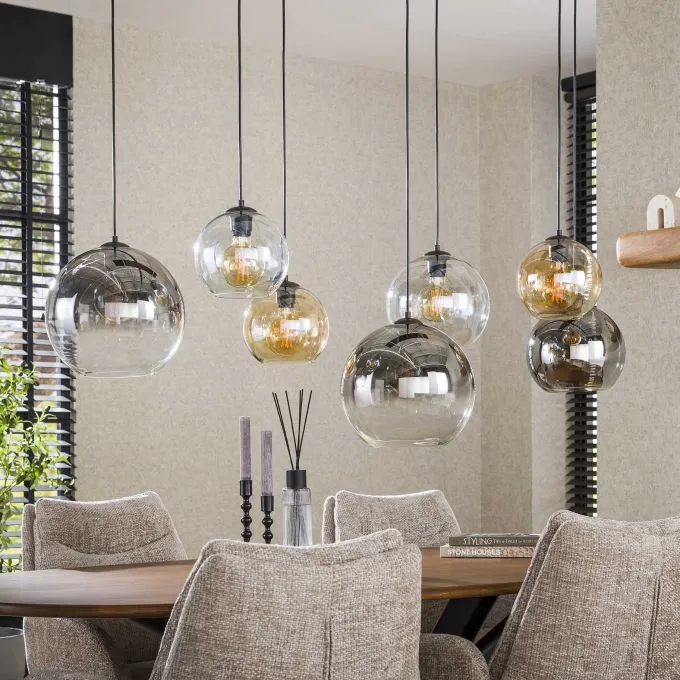 WoonStijl Hanglamp 4+3 multi globe XL