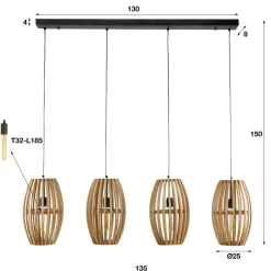 WoonStijl Hanglamp Orbit met 4 kappen