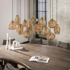WoonStijl Hanglamp 5+5+5 rib glass