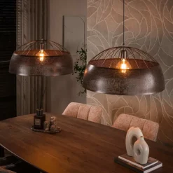 WoonStijl Hanglamp Screen open 2-lichts Ø60cm Antiek koper