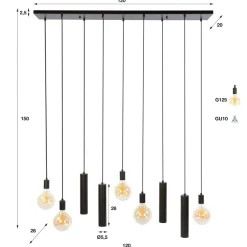 WoonStijl Hanglamp Senso 5+4-lichts Sienna bruin