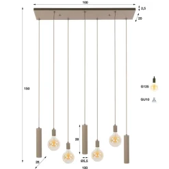 WoonStijl Hanglamp Senso 5+4-lichts Beige