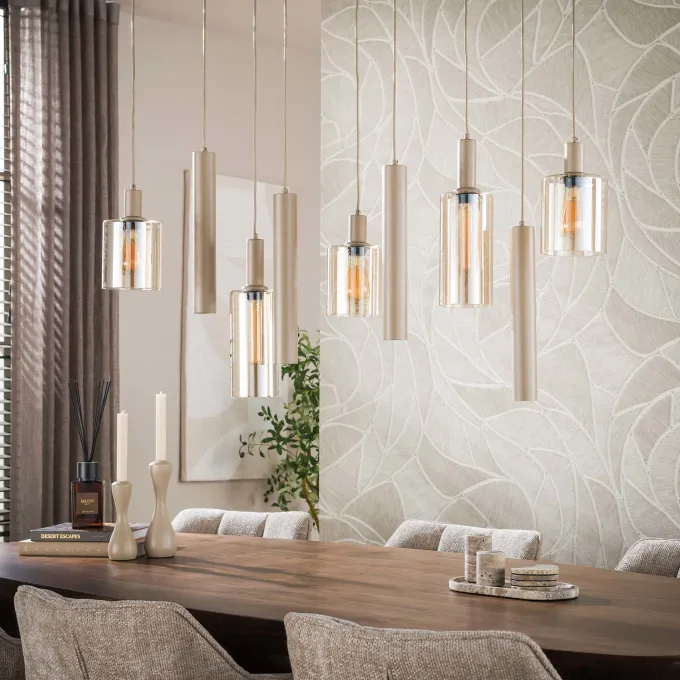 WoonStijl Hanglamp Sepiora 5+4-lichts Sienna beige