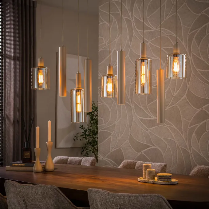 WoonStijl Hanglamp Sepiora 5+4-lichts Sienna beige