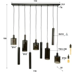 WoonStijl Hanglamp Sepiora 5+4-lichts Sienna bruin