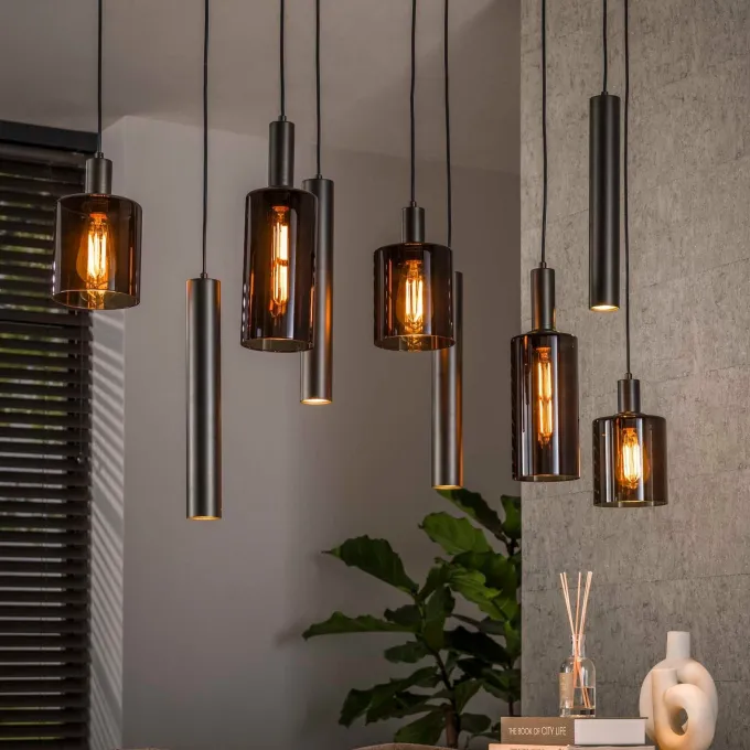WoonStijl Hanglamp Sepiora 5+4-lichts Sienna bruin