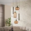 WoonStijl Hanglamp Serene getrapt 5-lichts Sienna bruin