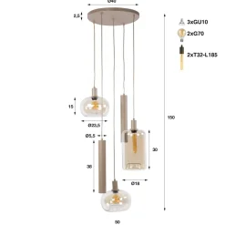 WoonStijl Hanglamp Serene getrapt 5-lichts beige