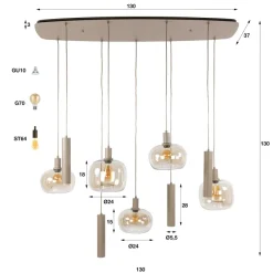 WoonStijl Hanglamp Serene 5+4-lichts Beige