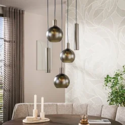 WoonStijl Hanglamp Sfera Tricolore getrapt 5-lichts Sienna bruin
