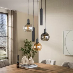 WoonStijl Hanglamp Sfera Tricolore getrapt 5-lichts Artic zwart
