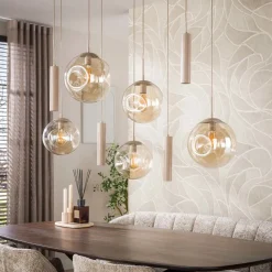 WoonStijl Hanglamp Stellar pendel 5+4-lichts Beige