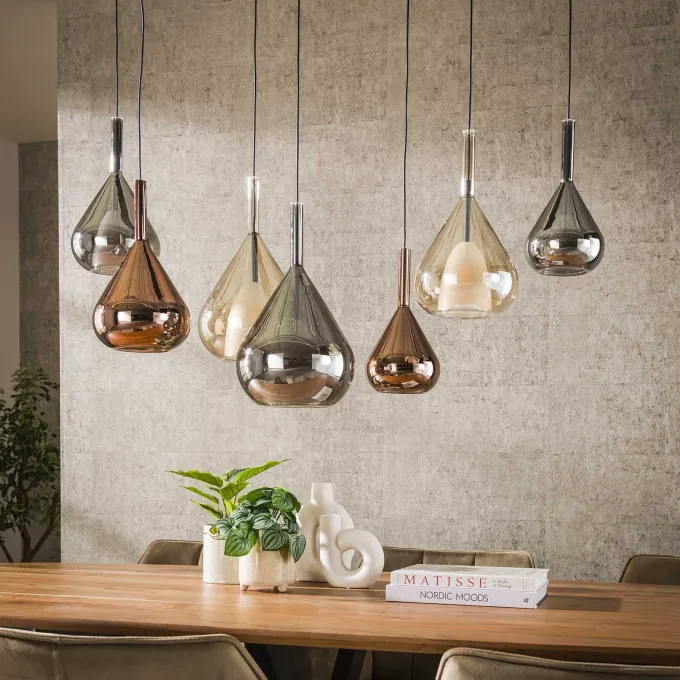 WoonStijl Hanglamp 4+3 wings mix glass