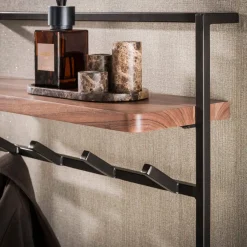 WoonStijl Kapstok Air Solid hoog 2x6 haken acacia bruin