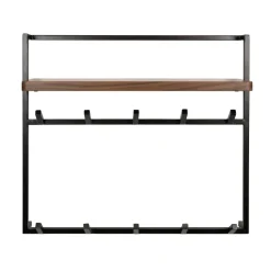 WoonStijl Kapstok Air Solid hoog 2x6 haken acacia bruin