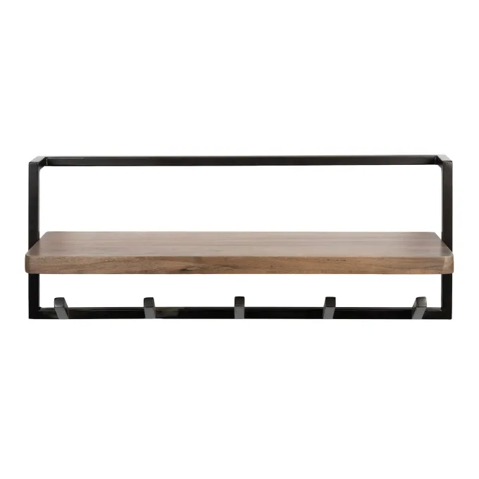 WoonStijl Kapstok Air Solid 6 haken acacia bruin