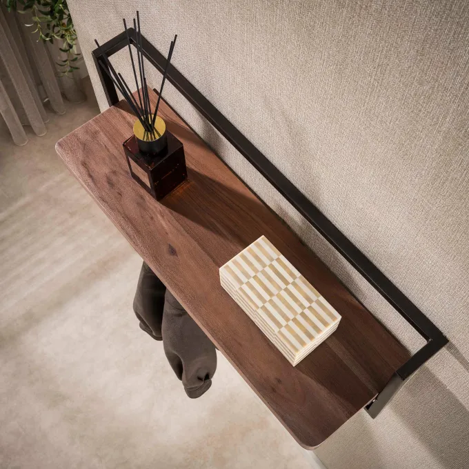WoonStijl Kapstok Air Solid 6 haken acacia bruin