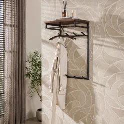 WoonStijl Kapstok Custom hoog roede en hoedenplank 2x4 haken acacia bruin