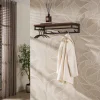 WoonStijl Kapstok Custom roede en hoedenplank 5 haken acacia bruin