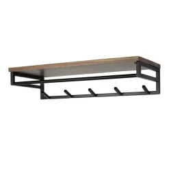 WoonStijl Kapstok Custom roede en hoedenplank 5 haken acacia bruin