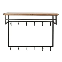 WoonStijl Kapstok Edge Curve hoog 12 haken acacia bruin