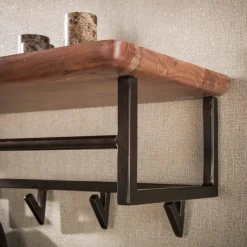 WoonStijl Kapstok Edge Curve 6 haken acacia bruin