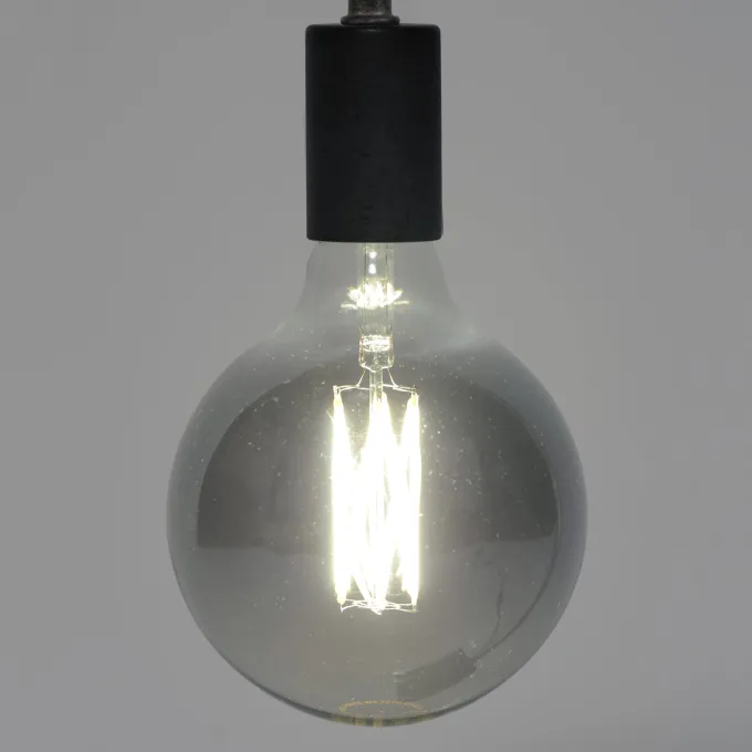 WoonStijl Lichtbron LED filament bol Ø12 5 - E27 6W 2100K 450lm dimbaar / Smoke grey glas