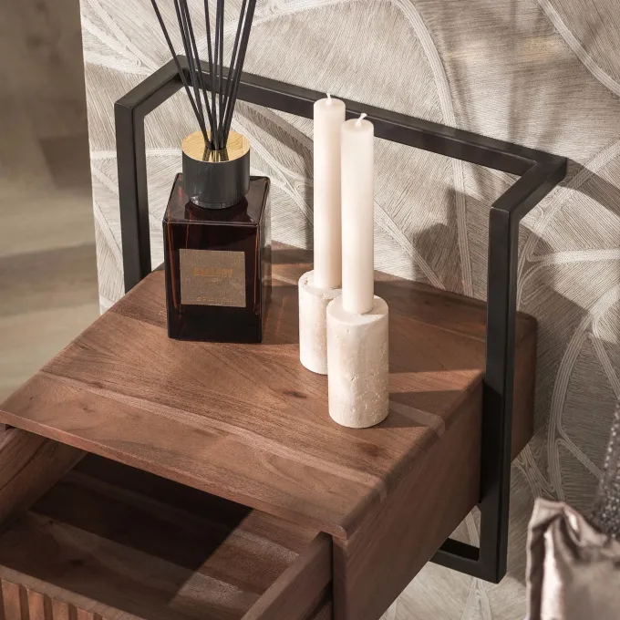WoonStijl Nachtkastje Carve Air 1 lade acacia bruin