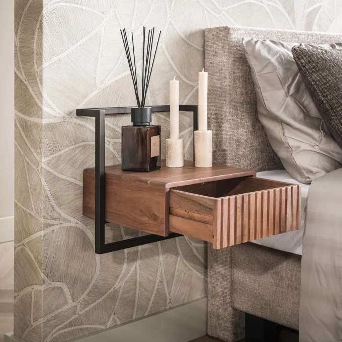 WoonStijl Nachtkastje Carve Air 1 lade acacia bruin