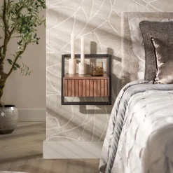 WoonStijl Nachtkastje Carve Air XS 1 lade acacia bruin