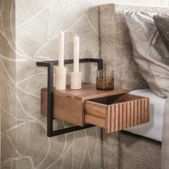 WoonStijl Nachtkastje Carve Air XS 1 lade acacia bruin