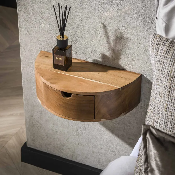 WoonStijl Nachtkastje 1L curve / Massief acacia naturel