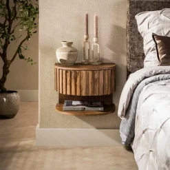 WoonStijl Nachtkastje Ridge shelve zwevend 1 lade mango zand