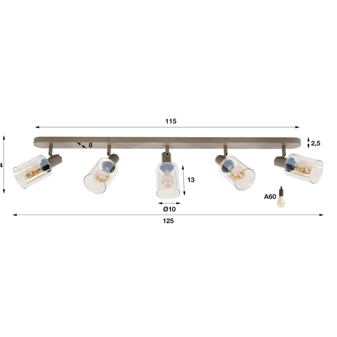 WoonStijl Plafondlamp Sepiora 5-lichts Beige
