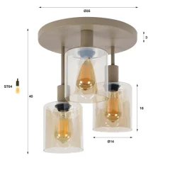 WoonStijl Plafondlamp Sepiora 3L Beige