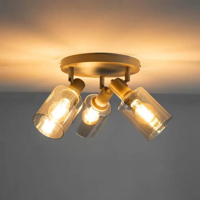 WoonStijl Plafondlamp Sepiora rond 3-lichts Beige